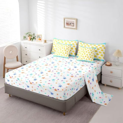 Erosebridal Blue and Yellow Duck Twin Bedding Set 7 Piece Lovely Duck Lovers Bed in A Bag with Sheets Cartoon Rustic Country Comforter Set for Kids Adults,Wild Duck Animals Bed Sets
