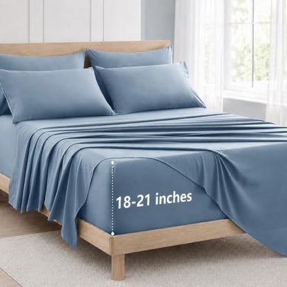 CozyLux Full Sheet Set 6-Piece, 21-Inch Deep Pocket, Soft Brushed Feel