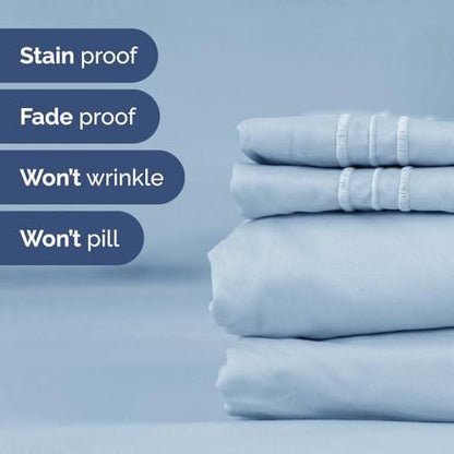 Flex Top Split Head King 4 Piece Sheet Set - Soft & Breathable - Sky Blue