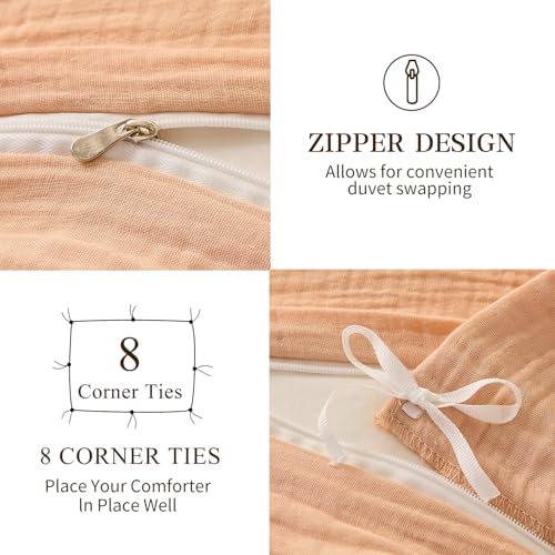MEISHANG Muslin Duvet Cover King Size - 100% Organic Cotton