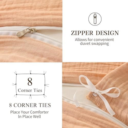 MEISHANG Muslin Duvet Cover King Size - 100% Organic Cotton