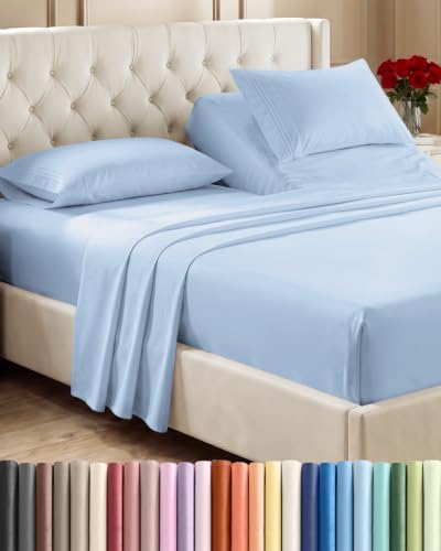 Flex Top Split Head King 4 Piece Sheet Set - Soft & Breathable - Light Blue