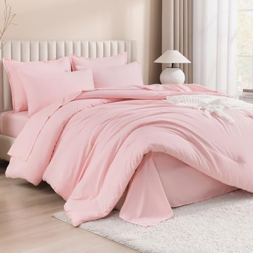 Litanika Pink Twin XL Comforter with Sheets - 5 Pieces Bed in a Bag