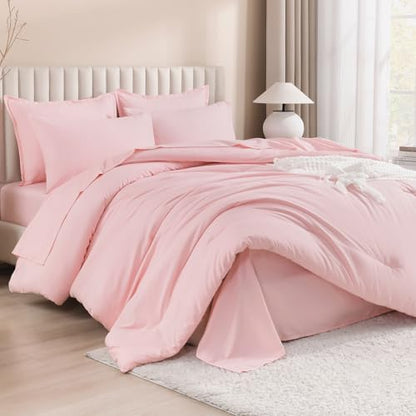 Litanika Pink Twin XL Comforter with Sheets - 5 Pieces Bed in a Bag