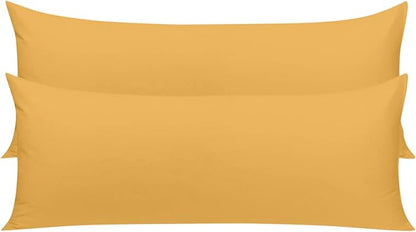 YIYEA Body Pillow Cover Set of 2, Ultra Soft 1800TC Hotel Quality Double Brushed Microfiber Body Pillow Pillowcases, Envelope Closure, Fade Resistant (20"x54", Yellow)