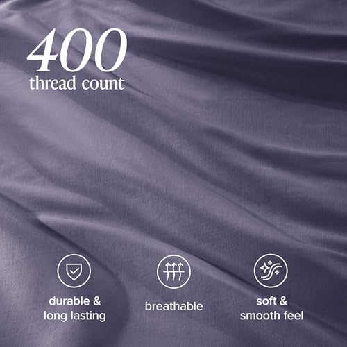 Bare Home 100% Organic Sateen Duvet Cover Set (Twin/Twin XL, Dusty Purple)