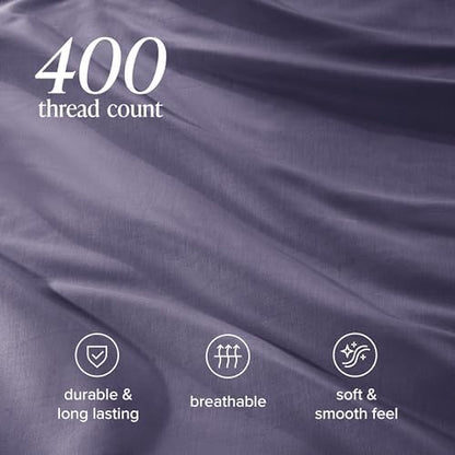 Bare Home 100% Organic Sateen Duvet Cover Set (King/Cal King, Dusty Purple)