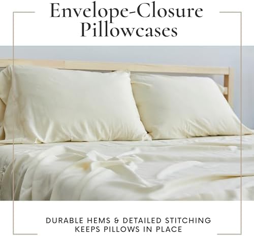 Bamboo Bay 6 Piece California King Size Sheet Set, 100% Viscose Made from Bamboo, Breathable, Ultra Soft Cooling Bed Sheets for Hot Sleepers, Beddings with Deep Pockets Fit 16" Mattress, Ivory