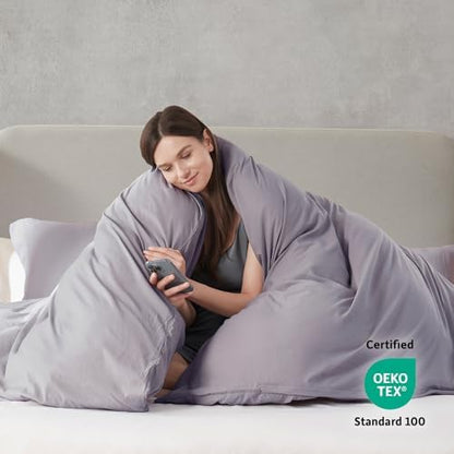 Hearth & Harbor Prewashed California King Duvet Cover Set, Grey Lavender