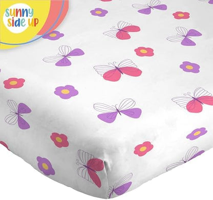 Sunny Side Up Magic Castle Toddler Sheet Set - 3 Piece Toddler Bedding Set Includes Pillow Cover - Super Soft Floral Butterfly Microfiber Sheets
