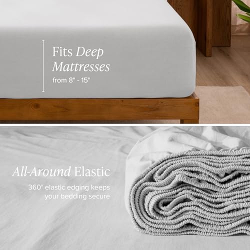 Bare Home 100% Organic Cotton Jersey Sheet Set (Full, Cloud Grey)