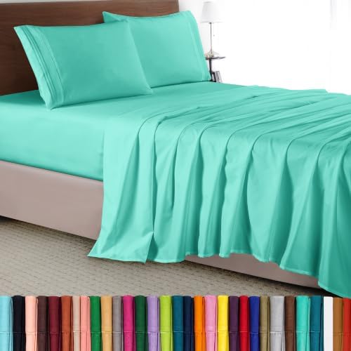 Elegant Comfort Luxury 4-Piece Bed Sheet Set - Luxury Bedding 1500 Thread Count Egyptian Quality Microfiber, Wrinkle Resistant Cool & Breathable, Easy Elastic Fitted, California King, Paradise Teal