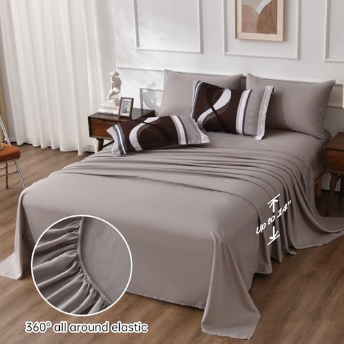 Anibedding Striped Comforter Set Full Size,8 Pieces Bed in a Bag