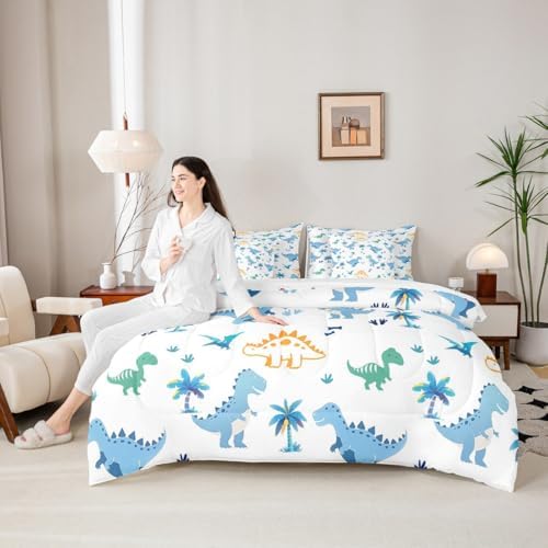 Feelyou Cute Dinosaur 7 Piece Bedding Set for Kids