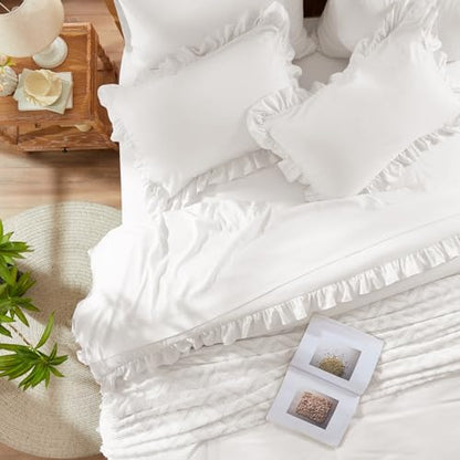 Anluoer Full Size Comforter Sets 7 Piece,Ruffle Bed in a Bag Bedding Set
