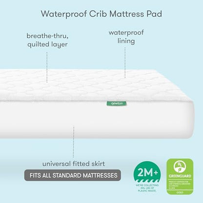 Newton Baby Waterproof Crib Mattress Pad, Breathable - 2 Pack