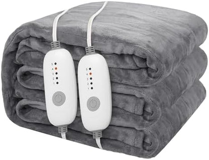 Electric Heated Blanket 84"x90" Queen Size, Light Grey
