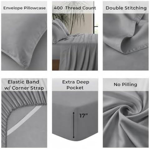 |Queen Size Sheet Set | Organically Grown | Ultra Soft & Cooling |100% Viscose | 17" Deep Pocket [Slate]