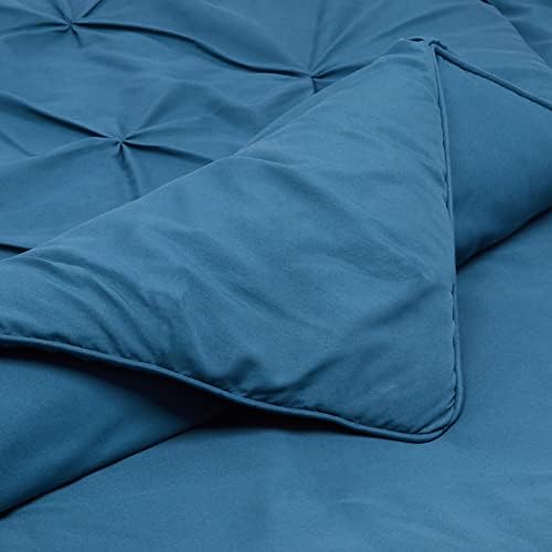 Amazon Basics 2 Piece Soft, Lightweight Down-Alternative Comforter Bedding Set, Pinch Pleat, Twin/TwinXL, Dark Teal, Geometric