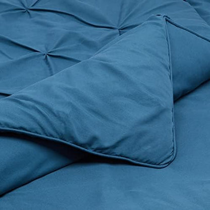 Amazon Basics 2 Piece Soft, Lightweight Down-Alternative Comforter Bedding Set, Pinch Pleat, Twin/TwinXL, Dark Teal, Geometric