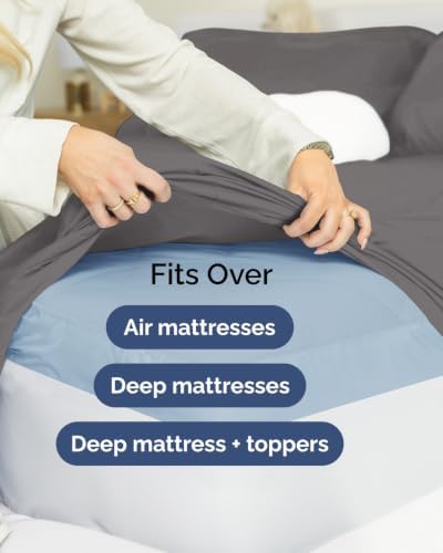 Extra Deep Flex Top Split Head King Sheet Set - 6pc Sheets - Dark Grey