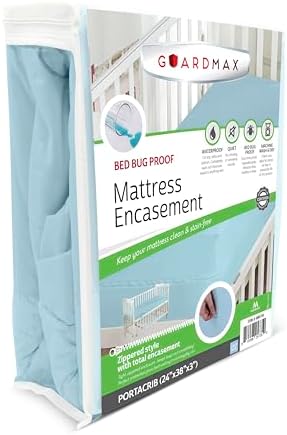 Guardmax Portacrib Mattress Protector Zippered, Bed Bug Mattress Cover