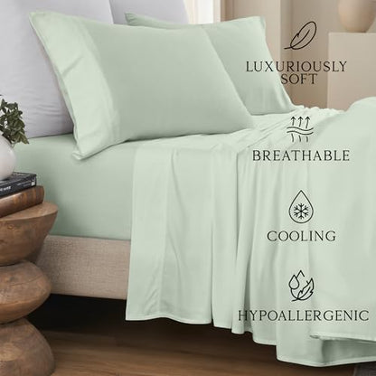 KARISSA MAE 6 Piece Luxury Bamboo Viscose 34" Split Top King Size Sheet Set