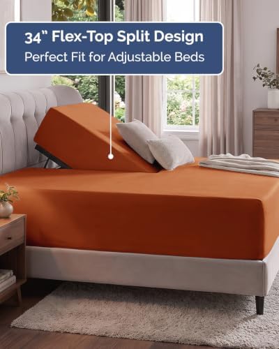 CGK Linens Extra Deep Flex Top Split Head King Fitted Sheet - Terracotta