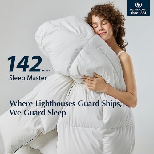Pacific Coast Goose Down Fiber Comforters Super King Duvet Insert, All Season White Comforter, 3D Hidden-Stitch Baffle Box Design, 8 Tabs, Gifts for Women/Men, Extra Fluffy Luxury Duvet (120"x120")