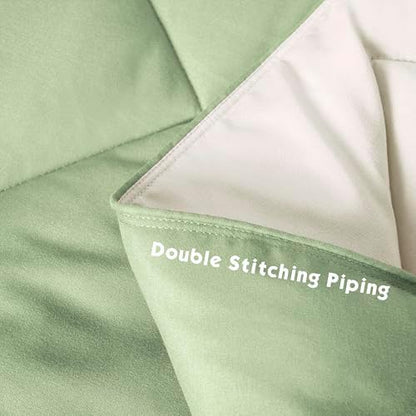 HIG 3pc Sage/Beige Twin/Twin XL Bedding Comforter Set Duvet Insert Blanket