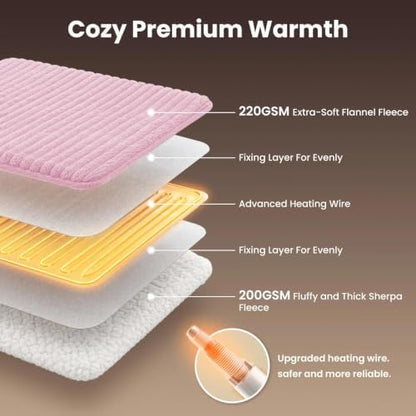 Homemate Electric Heated Heating Blanket Full Size 72"x84" Flannel Sherpa