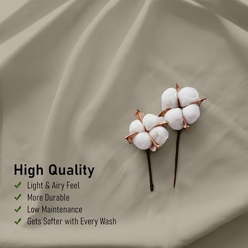 RUVANTI 100% Cotton California King Sheets, Percale Sheet Set, Taupe