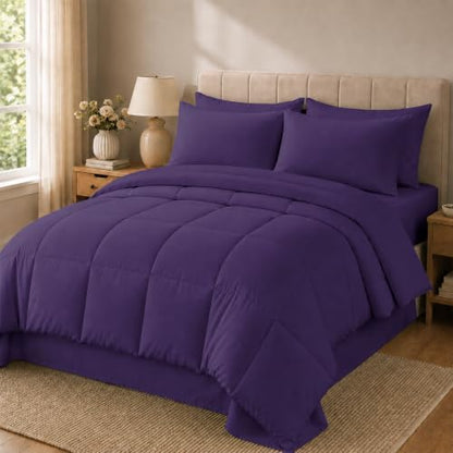 Anluoer Queen Comforter Set 7 Piece, Soft Bed in a Bag Queen Bedding Sets