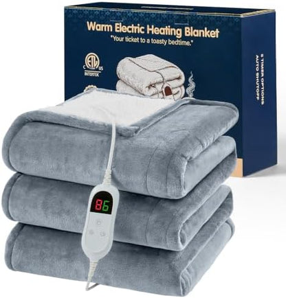 Heated Electric Blanket Twin, Heating Blanket, 62" x 84", Ivory Gray