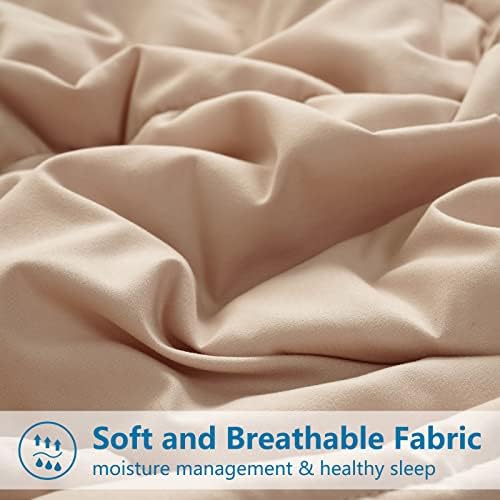 EASELAND King Size Down Alternative Comforter, Beige, 90x102 Inches