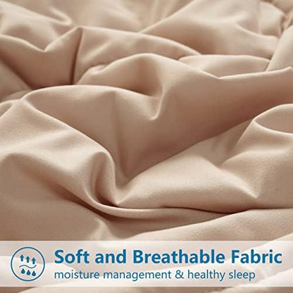 EASELAND Oversized Queen Down Alternative Comforter, Beige, 98x98