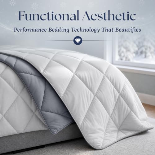Cooling Comforter - BreezeWeave Cooling Blanket Twin Size for Hot Sleepers & Deep Rest - Cloud Soft, Breathable, Ultra Durable, Easy Care, Reversible - 68 x 90 in (Light Grey & Dark Grey)