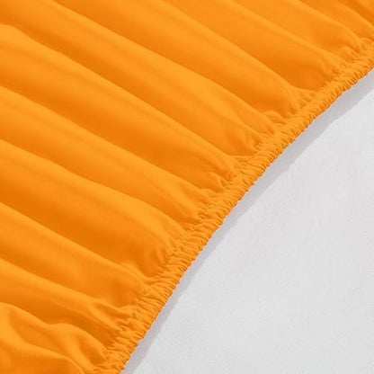Elegant Comfort 1500 Premium Hotel Quality 18-24 Inches Deep - Extra Deep Pocket Single Fitted Sheet for High Mattress, Luxury and Softest, Smart Pocket - Wrinkle Free, Full, Orange