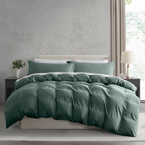 Hearth & Harbor Prewashed King Duvet Cover Set, Forest Green