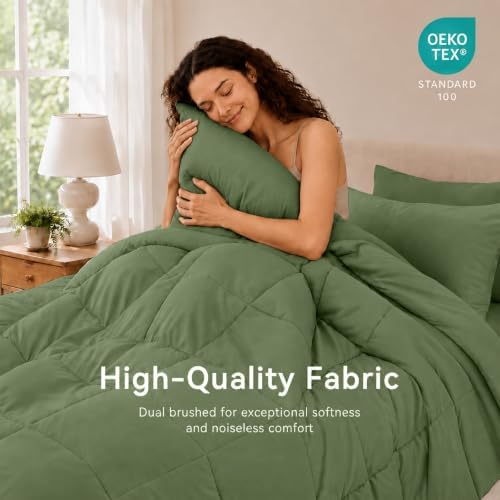 Anluoer Queen Comforter Set 7 Piece, Soft Bed in a Bag Queen Bedding Sets