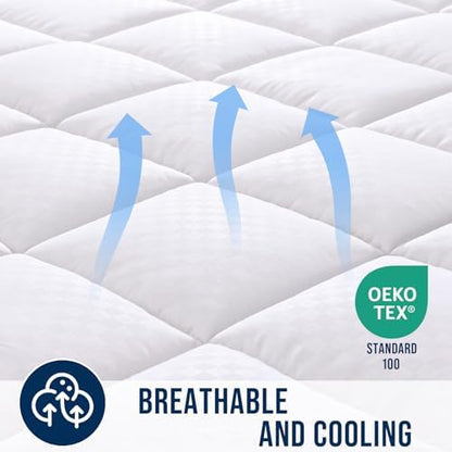 OLANLY Twin XL Quilted Fitted Mattress Pad, Down Alternative Fill, White