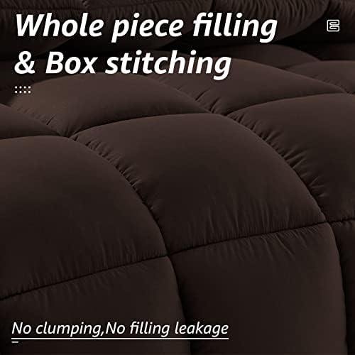 HYLEORY All Season Full Size Bed Comforter - Cooling Down Alternative Quilted Duvet Insert with Corner Tabs - Winter Warm - Machine Washable - Brown