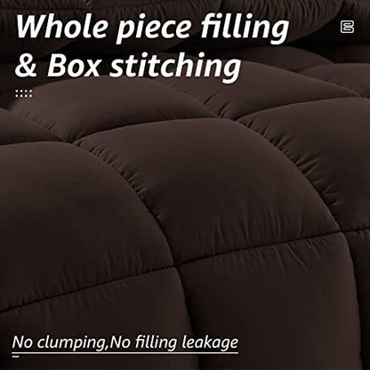 HYLEORY All Season Full Size Bed Comforter - Cooling Down Alternative Quilted Duvet Insert with Corner Tabs - Winter Warm - Machine Washable - Brown