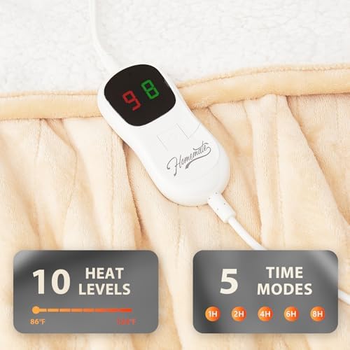 Homemate Heated Electric Blanket Twin 62"x84" Heating Throw Blanket