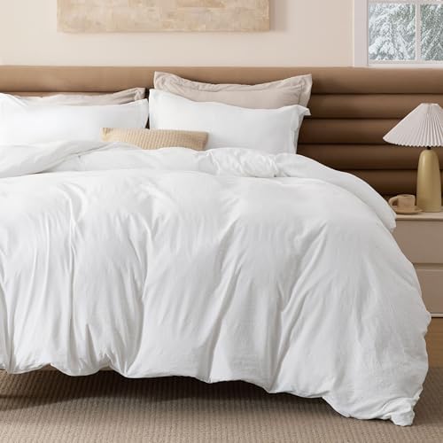 Bedsure White Bed Comforter Full 4 Pieces Prewashed Soft Breathable Bedding