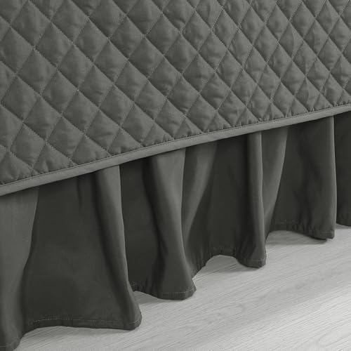 HOMBYS Daybed Cover Sets- Diamond Stitching Daybed Bedding Set, All Season Cozy Bedding with Bedskirt with Shams, Microfiber Filling, 5 Pieces, Dark Grey