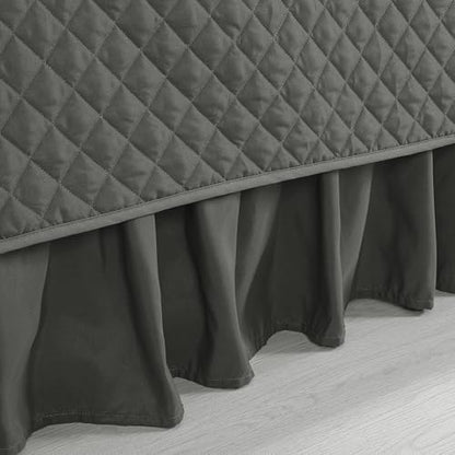 HOMBYS Daybed Cover Sets- Diamond Stitching Daybed Bedding Set, All Season Cozy Bedding with Bedskirt with Shams, Microfiber Filling, 5 Pieces, Dark Grey