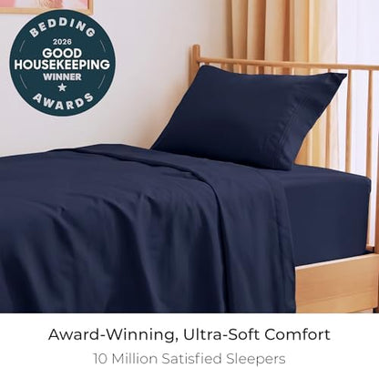 Mellanni Iconic 3-Piece, Ultra Soft Sheet Set (Twin, Navy Blue)