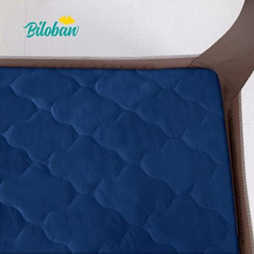 Pack and Play Mattress Protector Sheets Fitted Waterproof for Playard, Navy