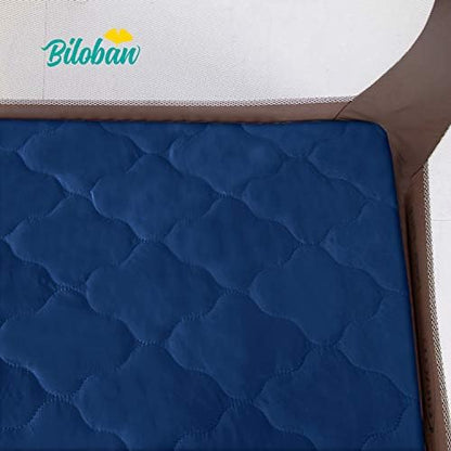 Pack and Play Mattress Protector Sheets Fitted Waterproof for Playard, Navy